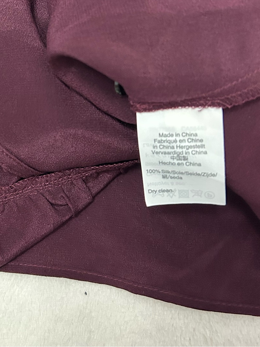 Madewell 100% Silk Women’s Small Dark Plum Ruffle Wrap Peplum Long Sleeve Top - Picture 10 of 12
